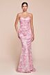 Ladivine 7445 Cowl Neck Strapless Floral Dress