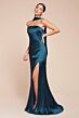 Ladivine 7451 Side Slit Strapless Draped Satin Dress