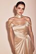 Ladivine 7452 Off The Shoulder Lace-Up Back Dress