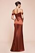 Ladivine 7452 Off The Shoulder Lace-Up Back Dress