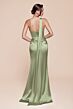 Ladivine 7454 Asymmetric Neck Draped Satin Dress