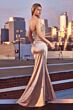 Ladivine C161 Beaded Strapless Bodice Draped Skirt Dress