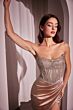 Ladivine C161 Beaded Strapless Bodice Draped Skirt Dress
