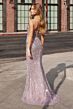 Ladivine C164 Strapless Corset High Slit Embellished Dress