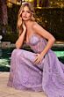 Ladivine C167 Illusion Bodice Plunging Neck Overskirt Dress