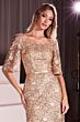 Ladivine CB149 Illusion Neck Bell Sleeve Dress