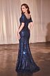 Ladivine CB151 Short Sleeve Illusion Neck Sequin Dress