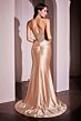Ladivine CC0238 Beaded Corset Bodice Plunging Neck Dress