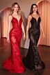 Ladivine CC0389 Plunging Neckline Embellished Lace Dress