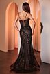 Ladivine CC0389 Plunging Neckline Embellished Lace Dress