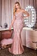 Ladivine CC0688 Plunging Neck Beaded Strapless Dress