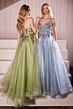 Ladivine CC0881 Floral Corset Lace-Up Glitter Dress