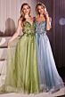 Ladivine CC0881 Floral Corset Lace-Up Glitter Dress