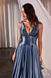 Ladivine CC2349 Sleeveless V-Neck Shimmer A-Line Dress