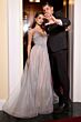 Ladivine CC2531 Embellished Top Lace-Up Glitter Dress