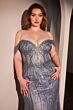 Ladivine CC341C Off-The-Shoulder Sheer Corset Bodice Plus Size Dress