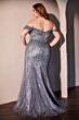 Ladivine CC341C Off-The-Shoulder Sheer Corset Bodice Plus Size Dress