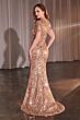Ladivine CC3700 Short Sleeve Floral Sequin Dress
