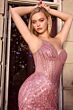 Ladivine CC398 Illusion Corset Bodice Strapless Beaded Dress