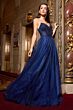 Ladivine CC415 Beaded Bodice Basque Waist A-Line Dress