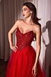 Ladivine CC415 Beaded Bodice Basque Waist A-Line Dress