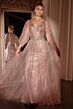 Ladivine CD0102 Bishop Sleeves Plunging Neck Dress