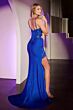 Ladivine CD0106 Illusion Side Slit V-Neck Applique Corset Dress