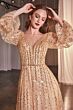 Ladivine CD0240 Bishop Sleeve Beaded A-Line Dress