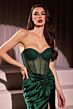 Ladivine CD2408 Sheer Corset Slit Skirt Dress