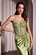 Ladivine CD2408 Sheer Corset Slit Skirt Dress