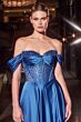 Ladivine CD297 Beaded Sweetheart Neck Off-The-Shoulder Satin Dress