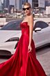 Ladivine CD297 Beaded Sweetheart Neck Off-The-Shoulder Satin Dress
