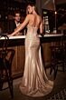 Ladivine CD382 Beaded Sweetheart Neck Asymmetric Drape Dress