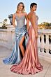 Ladivine CD736 Beaded Corset Bodice Strapless Satin Dress