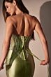 Ladivine CD736 Beaded Corset Bodice Strapless Satin Dress