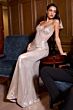 Ladivine CD754 Beaded Plunging Neck Basque Waist Dress