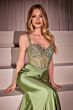 Ladivine CD757 Beaded Corset Bodice Sweetheart Neck Satin Dress