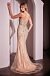 LaDivine CD766 Illusion Corset Bodice Crystal-Beaded Dress