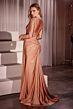 Ladivine CD788 Long Sleeves Plunging Neck Dress
