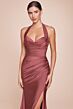 Ladivine CD796 Halter Neck Draped Bodice Dress