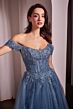 Ladivine CD799 Scoop Neck Off The Shoulder A-Line Dress