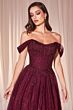 Ladivine CD799 Scoop Neck Off The Shoulder A-Line Dress