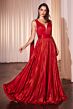 Ladivine CD802 Shoulder Streamer Metallic Pleated A-Line Dress