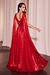 Ladivine CD802 Shoulder Streamer Metallic Pleated A-Line Dress