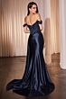 Ladivine CD803 Side Slit Off-The-Shoulder Satin Dress
