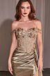 Ladivine CD803 Side Slit Off-The-Shoulder Satin Dress