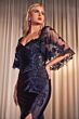 Ladivine CDS499 Sweetheart Neck Sheer Capelet Dress