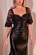 Ladivine CDS499 Sweetheart Neck Sheer Capelet Dress