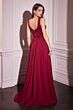 Ladivine CDS503 Scoop Neck Sheer Capelet A-Line Dress