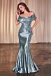 Ladivine CDS507 Off-The-Shoulder Fit And Flare Satin Dress